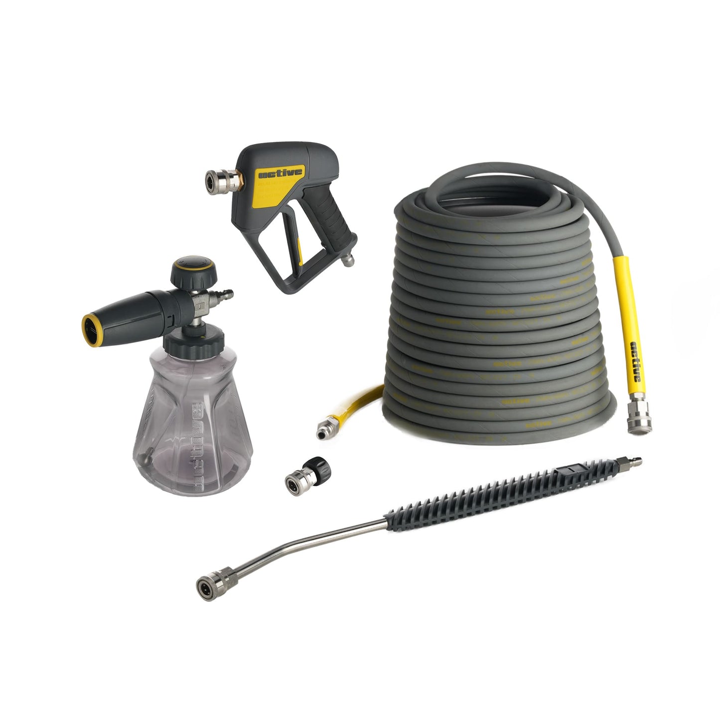 Active 2.0 pressure washer complete kit with hose, metal gun, lance, and foam cannon