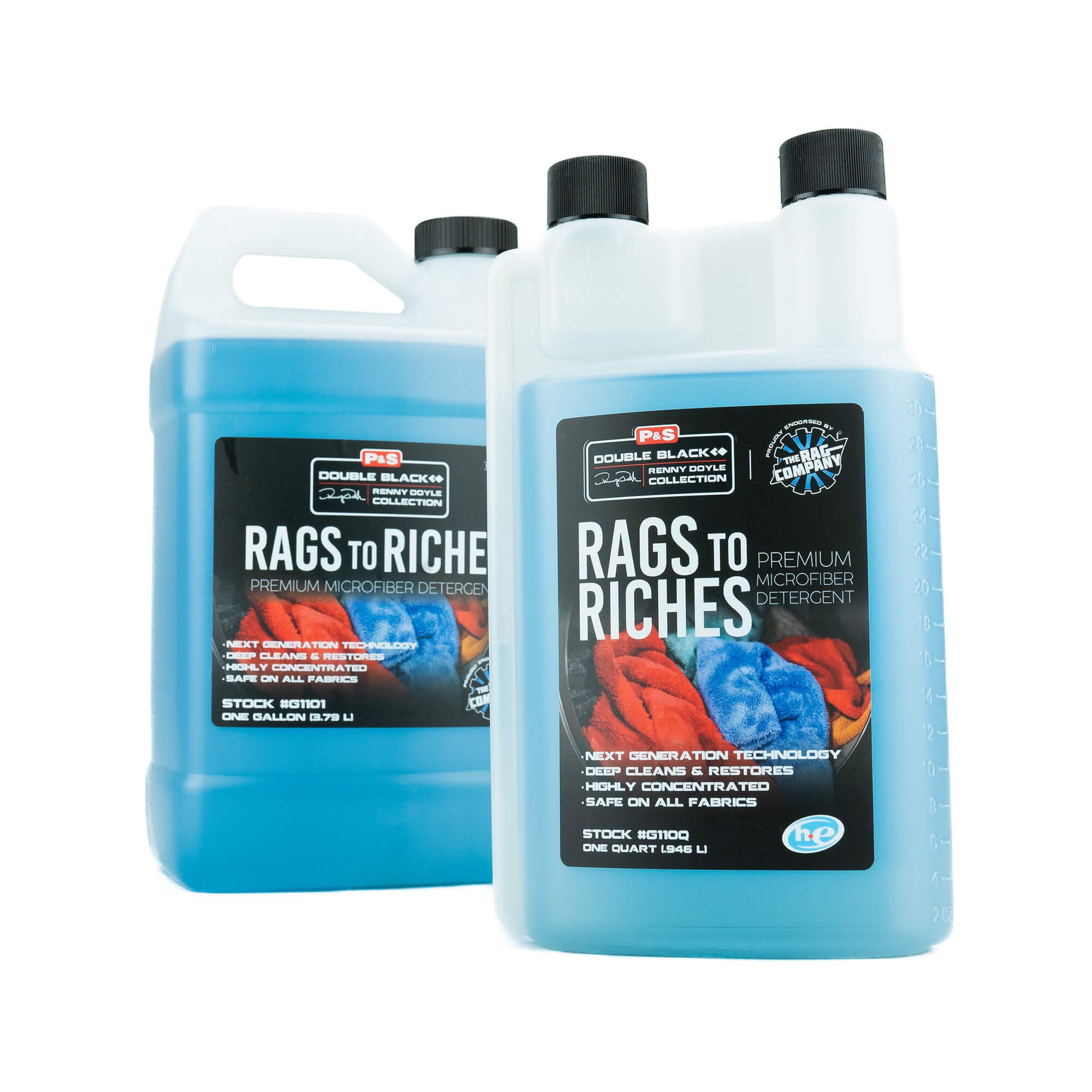 P&S Rags to Riches microfiber detergent — deep cleans and restores absorbency in detailing and car care towels